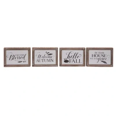 Transpac Mini Enamel Sign Decor Set Of 4 Freestanding Tabletop Signs In Multi