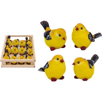 Transpac Mini Resin Goldfinch Birds In Yellow
