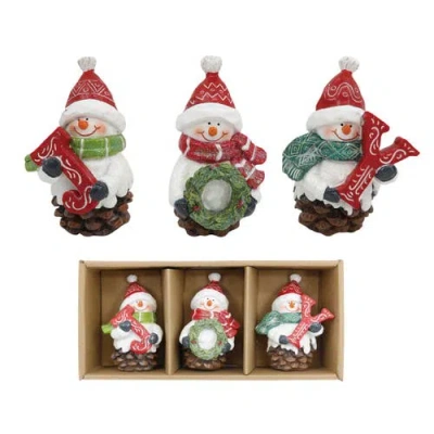 Transpac Mini Snowman Figurines Set Of 3 In Multi
