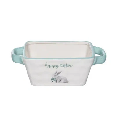 Transpac Mint Happy Easter Baker Ceramic Tabletop Baking Dish In White