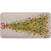 Transpac Multicolor Ceramic Platter Dot Tree Christmas Serving Gift In Green