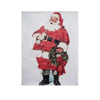 Transpac Multicolor Christmas Wall Art Santa Paper Sign Panels 46.06 In Indoor Decoration Perfect For Gift Gi In White;gray;red