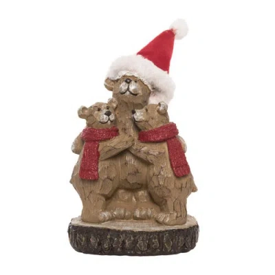 Transpac Multicolor Christmas Woodland Bear Figurine Decorative Resin