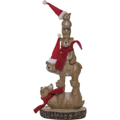 Transpac Multicolor Christmas Woodland Tumbling Bears Decorative Figurines