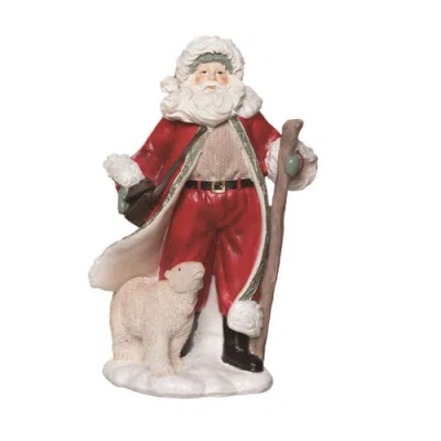 Transpac Multicolor Gilded Accent Santa Figurine Decorative Resin Decor