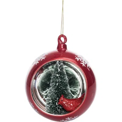 Transpac Multicolor Glass Cardinal Ornament With Sisal Tree In Red