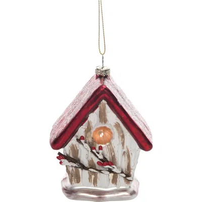 Transpac Multicolor Glass Christmas Rustic Bird House Ornament Festive Tree Decoration Perfect Holid