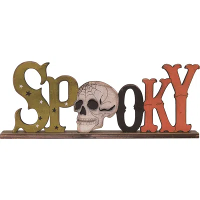 Transpac Multicolor Halloween Spooky Skull Decor Plywood Figurine