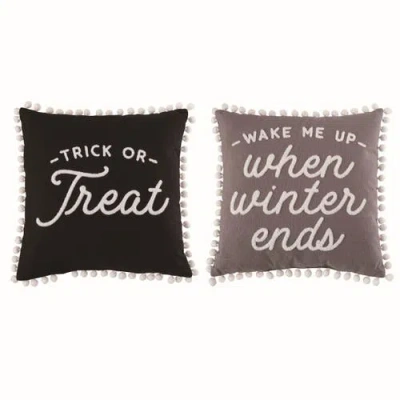 Transpac Multicolor Harvest Reversible Trick Or Treat Autumn Pillow