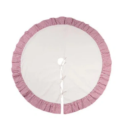 Transpac Multicolor Holiday Ruffle Tree Skirt For Christmas Decor