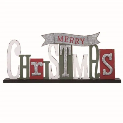 Transpac Multicolor Merry Christmas Letter Sign Decorative Wall Art