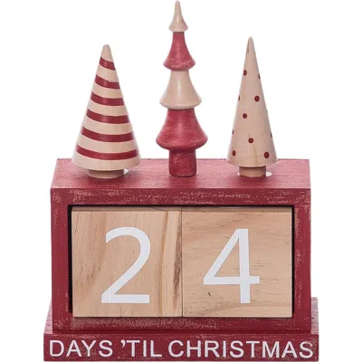Transpac Multicolor Rustic Christmas Tree Advent Calendar Set Of 3 In Red