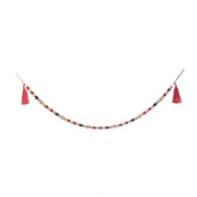 Transpac Multicolor Wood Bead Snowman Garland Festive Christmas Decor