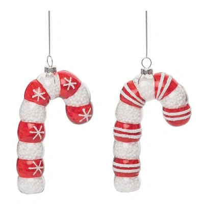 Transpac Multicolored Christmas Candy Cane Ornament Set Of 2