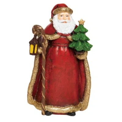 Transpac Multicolored Christmas Gilded Santa Figurine