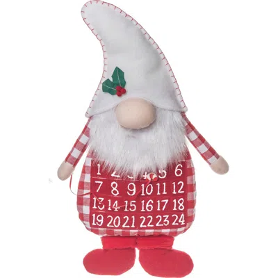 Transpac Multicolored Christmas Gingham Gnome Countdown Calendar In Red