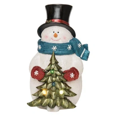 Transpac Multicolored Christmas Light Up Chunky Snowman Figurine