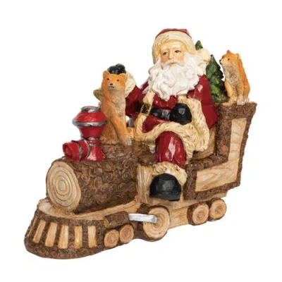 Transpac Multicolored Christmas Santa And Critters Train Decor