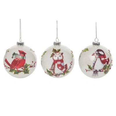 Transpac Multicolored Christmas Scarf Bird Ornament Set Of 3