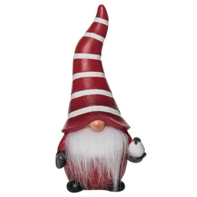 Transpac Multicolored Christmas White Striped Gnome Decor In Red