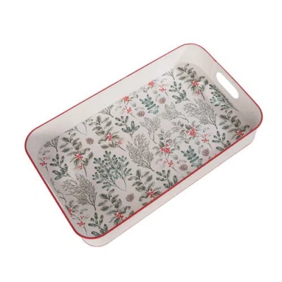 Transpac Multicolored Metal Lodge Serving Tray For Rustic Home Decor In White