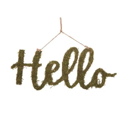 Transpac Natural Fiber 23.62 Inch Green Spring Faux Moss Hello Wall Art Decorative Wood Letters For