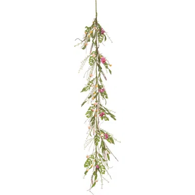 Transpac Natural Fiber 66.93 Inch Multicolor Spring Faux Dried Flower And Twig Garland For Home Deco In Green