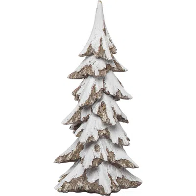 Transpac Off-white Christmas Snowy Tree Figurine Decorative Resin Sculpture