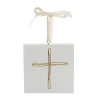 Transpac Off-white Wooden Christmas Cross Block Ornament Indoor Decor In White
