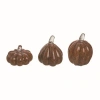 Transpac Orange Glass Pumpkin Set Of 3 Decorative Autumn Figurines In Brown