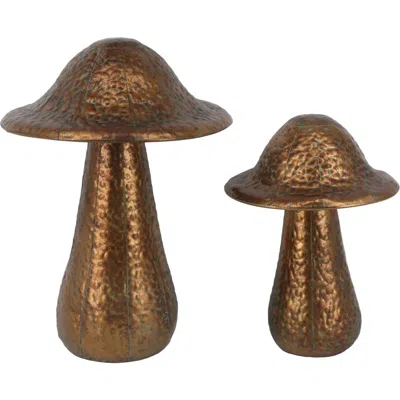 Transpac Oversized Metal Bronze Mushroom Decor Set Of 2 Unique Home Decorations For Spring And Seaso In Brown