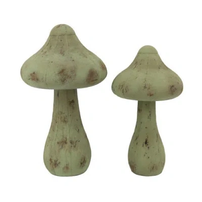 Transpac Oversized Metal Distressed Mushroom Decorative Object For Home Spring Decor In Green