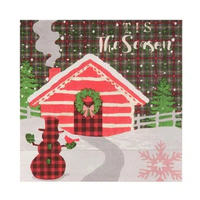 Transpac Paper 6.5 In. Multicolor Christmas Tis The Season Napkin Set Of 20 In Red;white