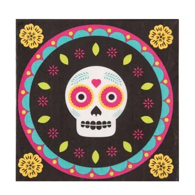 Transpac Paper 6.5 In. Multicolor Halloween Napkins To Die For Set Of 20 In Yellow;black