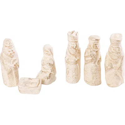 Transpac Paper Pulp Nativity Set Of 6 Decorative Figurines For Christmas In Brown