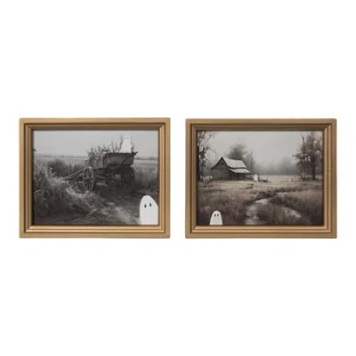 Transpac Peeking Ghosties Framed Wall Art Set Of 2 Halloween Decor In Multi