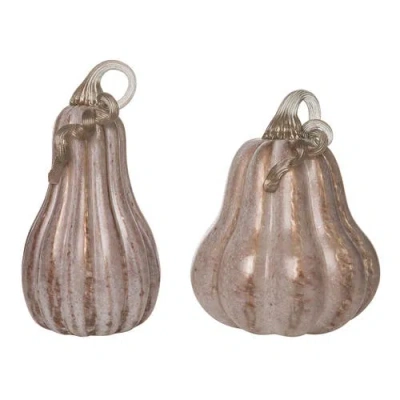 Transpac Pink Harvest Pumpkins With Crackle Detail Set Of 2