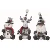 Transpac Plush Black White Check Sitter Set Of 3 Christmas Decor In White