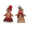 Transpac Plush Festive Gingerbread Couple Set Of 2 Christmas Decor In Multi