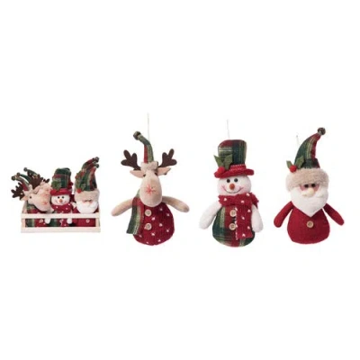 Transpac Plush Plaid Patchwork Holiday Pal Ornament Multicolored Decor