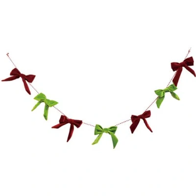 Transpac Plush Red And Green Bow Banner For Christmas Indoor Decor