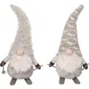 Transpac Plush Skiing Birch Gnome Set Of Two Christmas Decor In Gray