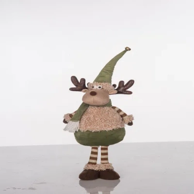 Transpac Plush Standing Reindeer Figurine Colorful Christmas Decoration In Brown