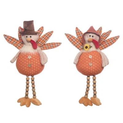 Transpac Plush Turkey Shelf Sitter Decorative Figurine For Fall Decor In Multi