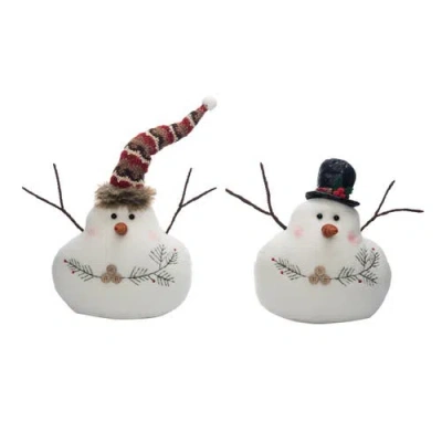 Transpac Pmelty Snowman Set Of Two Christmas Decorations In White