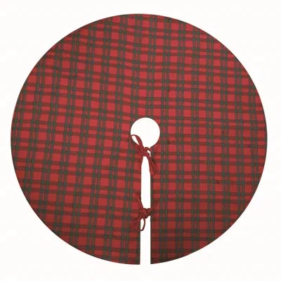 Transpac Polyester 48 In. Multicolor Christmas Traditional Plaid Tree Skirt In Red;green