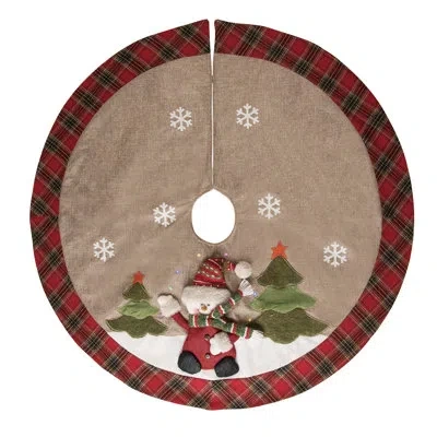 Transpac Polyester Tree Skirt In Green;red;tan