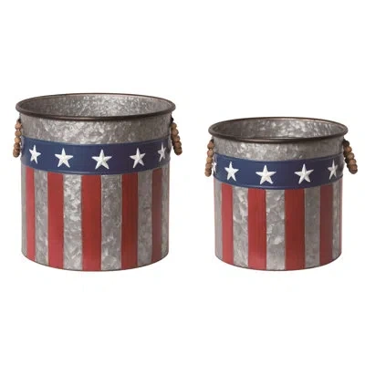 Transpac Pot Planter In Red;white;blue