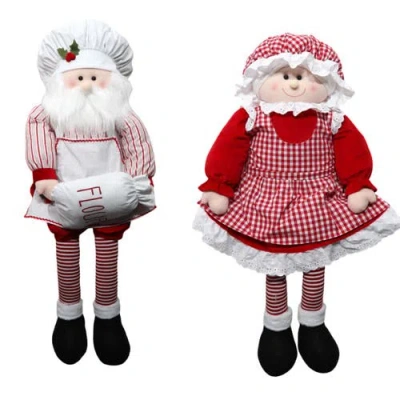 Transpac Psanta And Mrs Claus Figurines Set For Christmas Decor In Multi
