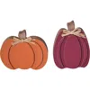 Transpac Pumpkin Decor Set Of 2 Decorative Wood Sculptures For Fall In Multi